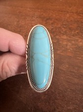 Native American Womens Navajo Blue Green Turquoise Stunning Large Ring Sz 6.5 A