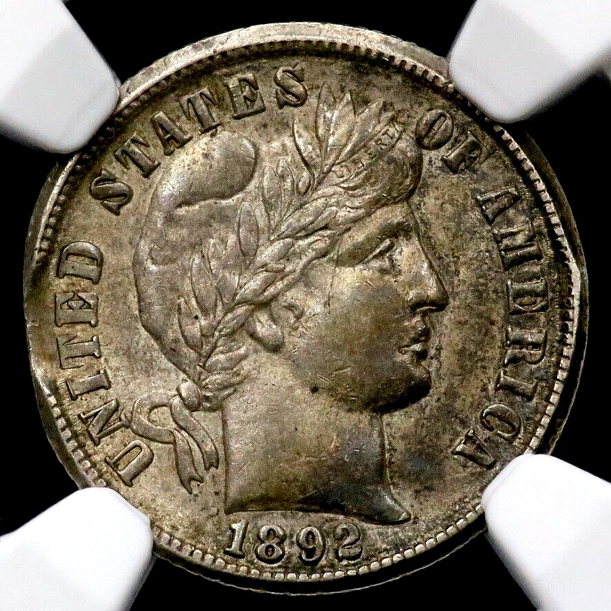 1892-O 10C Barber Dime NGC Mint Error AU 53 Curved Clipped Planchet @ 9:00 CC566 - Image 3 of 4