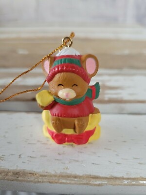Noteworthy mouse cheese ornament mini Xmas holiday tree home decor vintage