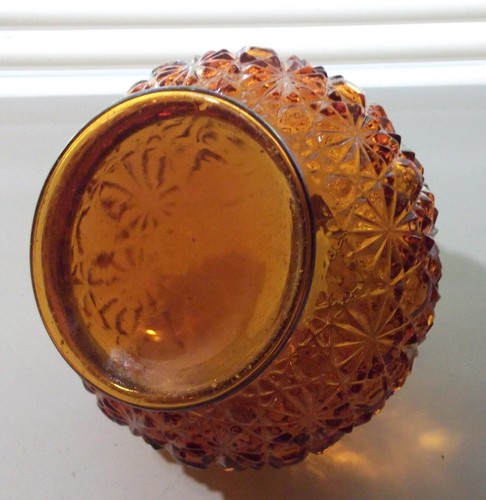 Vintage LE Smith Amber Daisy & Button Hurricane Lampenfuß - Bild 6 von 6