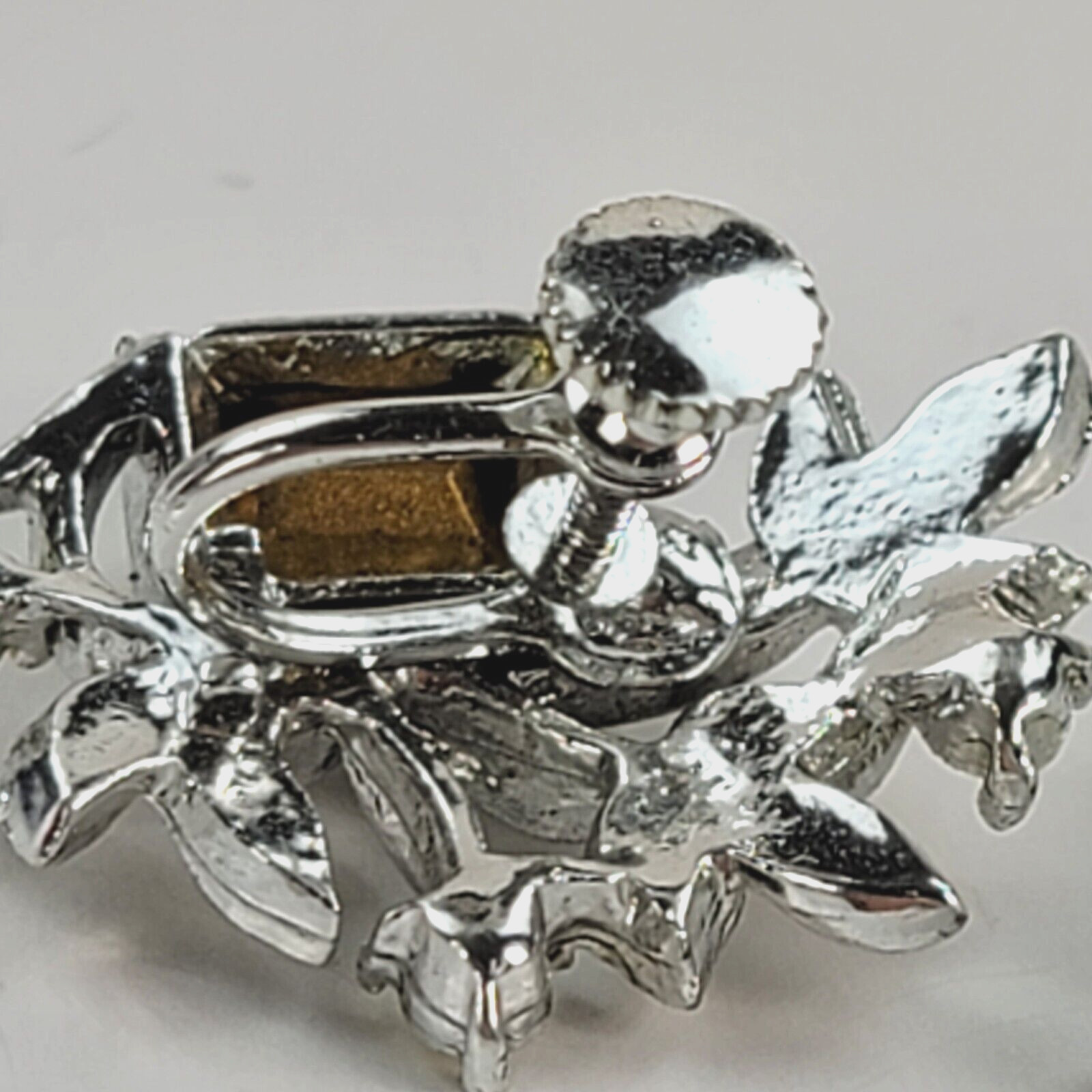 Silver-Tone Rhinestone Floral Rectangular Crystal… - image 7