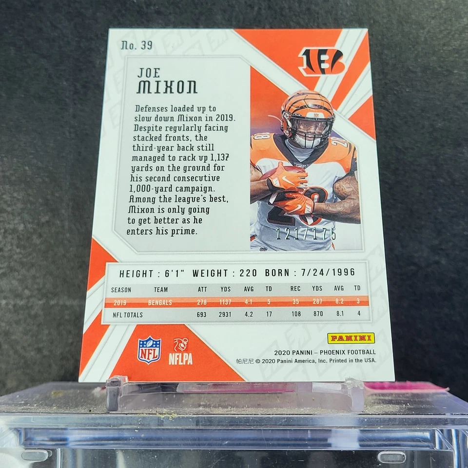 Joe Mixon 2020 Panini Phoenix Teal Prizm /175 #39 - Cincinnati Bengals - Image 2 of 2