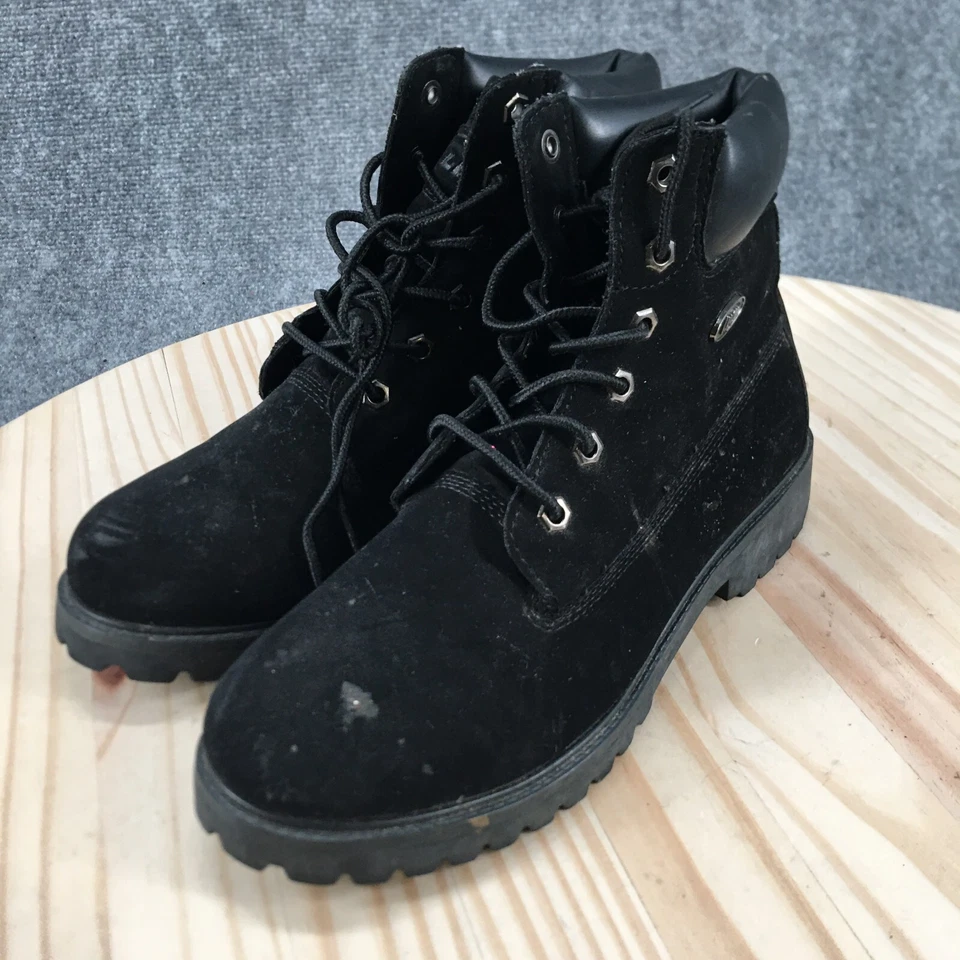 Lugz Boots Womens 8.5 M Convoy Work Black Suede Ankle Top Round Toe Lace Up - Image 3 of 4