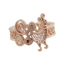 Anello Pavoncella Sarda Argento Rosè Filigrana Fascia Aperta Simbolo Sardegna