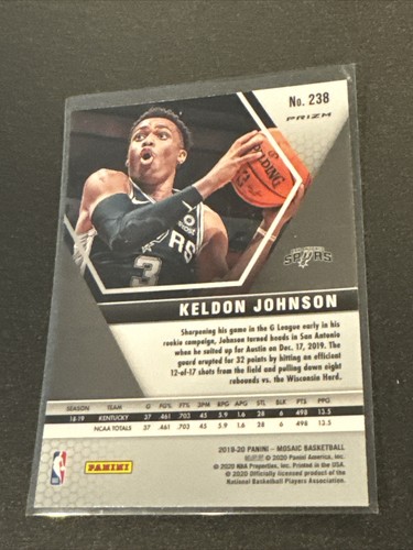 2019-20 Panini Mosaic Keldon Johnson Reactive Blue Parallel Rookie NM - Picture 2 of 2