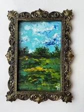 Landscape Painting Field Original Art Framed Painting Artwork Abstract Artwork