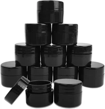 12 Pieces 7G/7ML (0.25Oz) Black Sturdy Thick Double Wall Plastic Container Jar w
