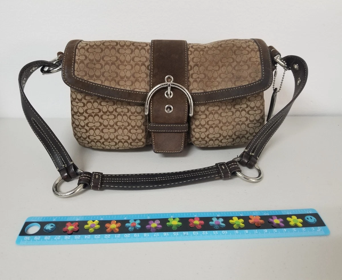 COACH 1463 Brown Signature Jacquard Leather Suede Soho Bag