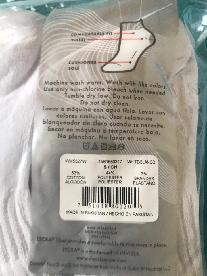 2 pacotes de meias de tornozelo Danskin Now para meninas pequenas 6-10,5 20 pares sola almofadada total - Imagem 4 de 4