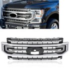 For Ford F-250 F-350 Super Duty 2020-2022 Platinum Chrome Front Bumper Grille