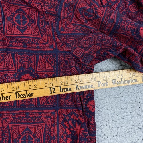 Trader Bay Mens Button XL Red Floral Tiki Hawaiian Camp Hibiscus Tribal Vintage - Picture 5 of 9