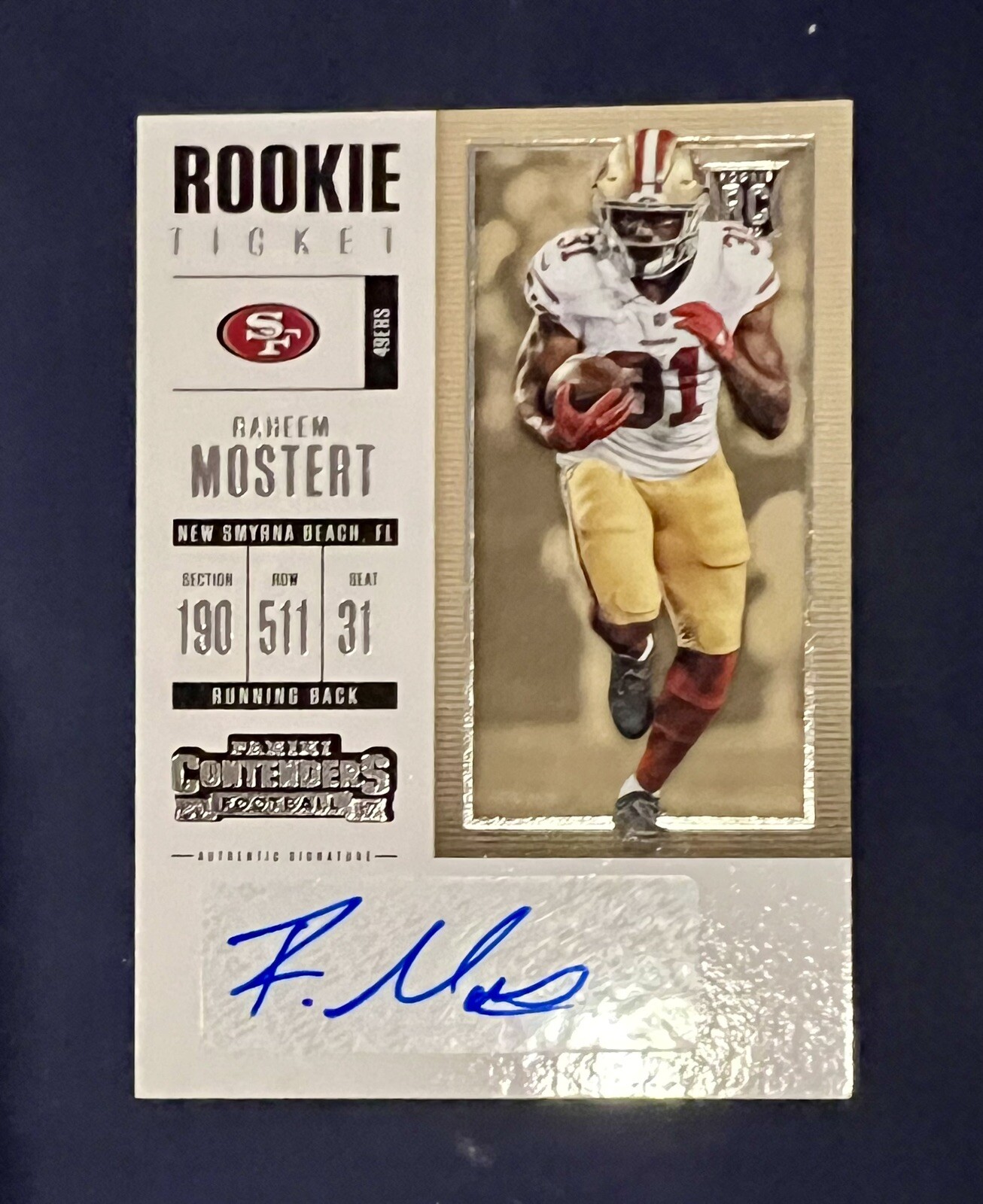 RAHEEM MOSTERT ROOKIE TICKET AUTO 2017 PANINI CONTENDERS