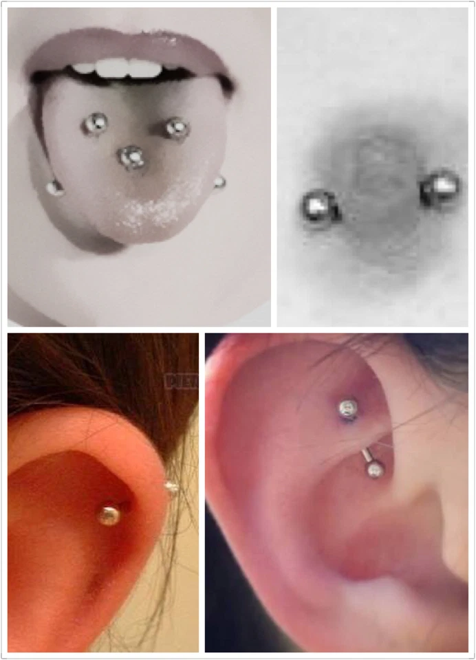 Surgical Steel Barbell Ball 16g 14g Body Piercing Bar Ring Tongue Ear Nipple 1pc - image 2 of 3