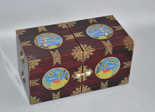 Chinesische Holz Schatulle Box Holzkisten Schmuckkasten Schmuckkiste Fach #E2