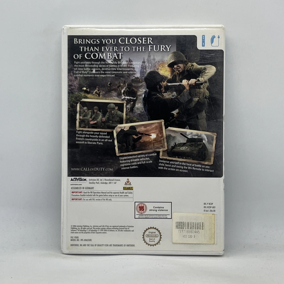 Call of Duty 3 Three III COD Wii Nintendo Game Free Tracked Post PAL - Image 2 of 4