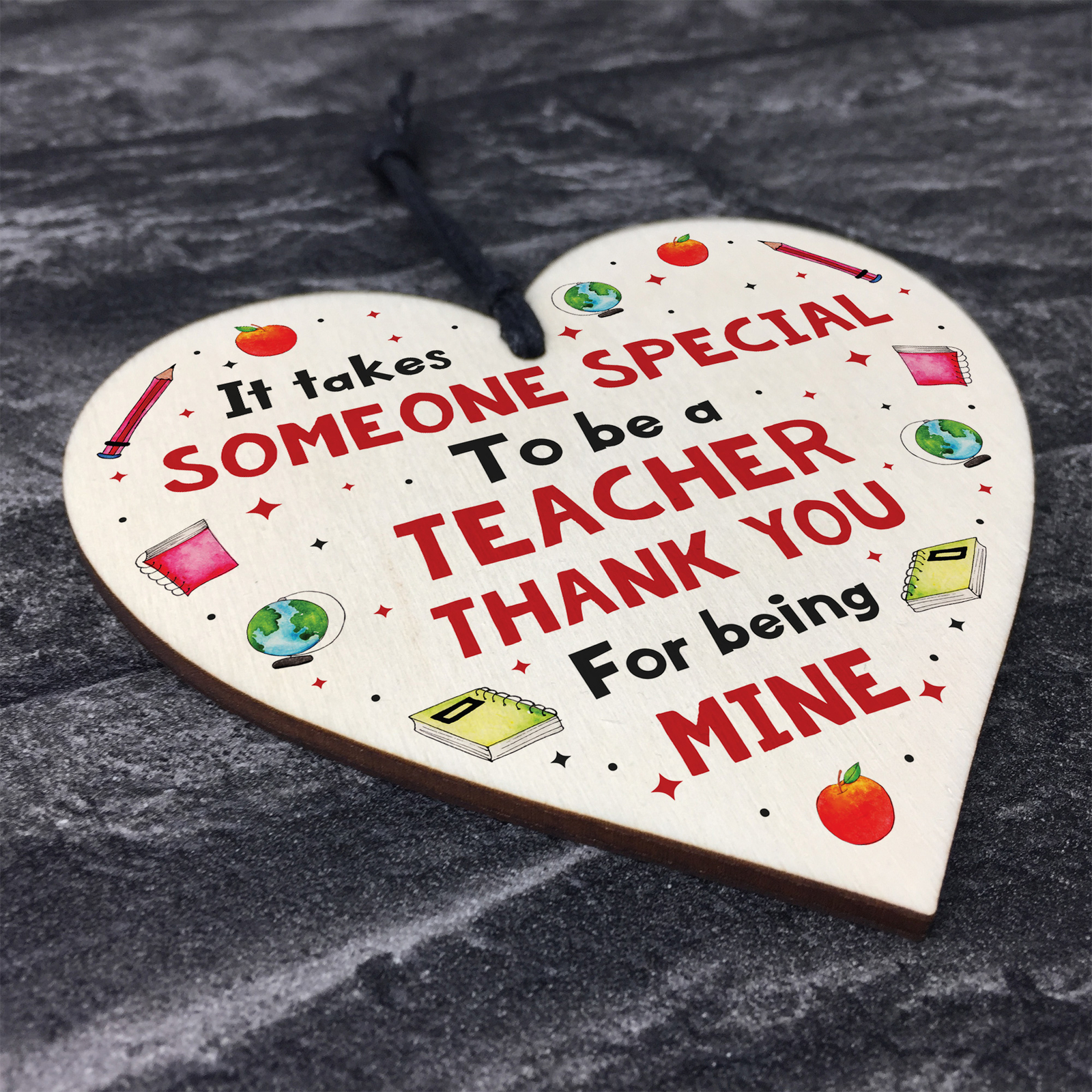Handmade Thank You Teacher Gift Wood Heart Leaving School Nursery ...