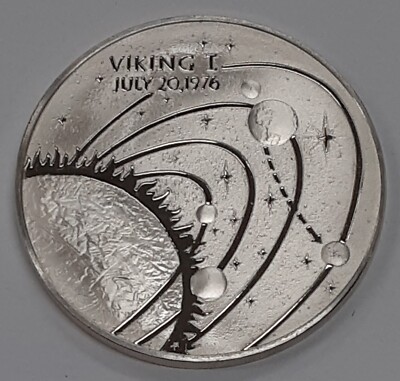 1976 Landing on Mars-Viking I Sterling Silver Medal by Franklin