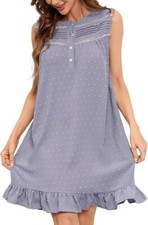 Women's Sleeveless Victorian Nightgown Soft Swiss Dot Sleepwear Vintage style