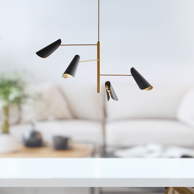 Brass Chandelier Mid Century Modern Light Home  Decor Pendant Light Ceiling Ligh