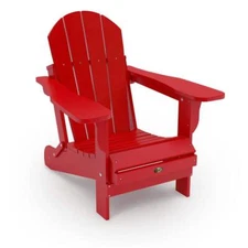 Leisure Line Adirondack Chair Easy Folding UV/Weather-Resistant HDPE Plastic Red