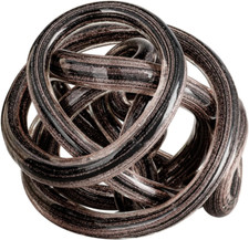 Orbit Hand Blown Glass Infinity Knot Sculpture - 4.5 Inch Glass Art Black  Gold