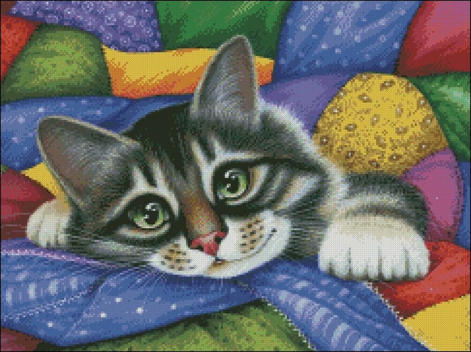 Kits de punto de cruz contados manualidades de costura bordado hágalo usted mismo-retazos coloridos  Foto 2 de 4