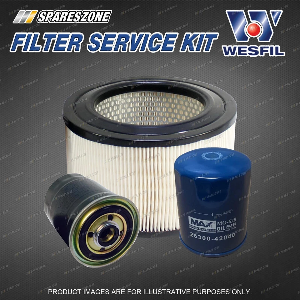 Wesfil Oil Air Fuel Filter Service Kit for Kia Pregio 3VRS Van 2.7L D 02-04 - image 2 of 2