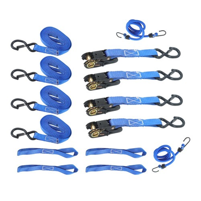 #ad #ad 4 Pack 1quot; x 15#x27; Ratchet Tie Down Straps Blue 2200 lbs Break Strength w S Hooks $29.51