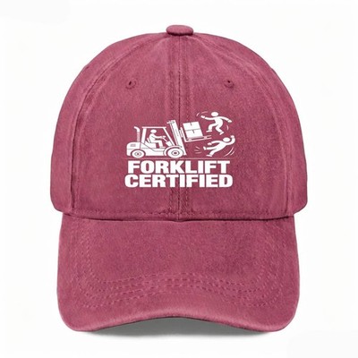 Forklift Certified Funny Warehouse Hat Worker Casual Unisex Washed Baseball Cap