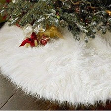 New Aiseno White Fur Christmas Tree Skirt 48In Fuzzy Cozy Holiday Decoration