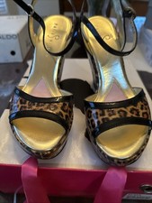 Paris Hilton Icon Black Cheetah Wedge Size 7