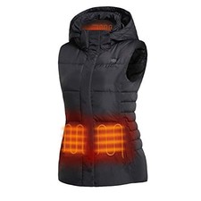 Women's Heated Vest with 90 Down Insulation and Detachable Hood X-Large Black