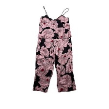 August Moon silk floral pajama set cami capri pants coquette y2k
