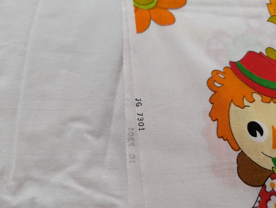 Tela de algodón Raggedy Ann Andy vintage años 70 3 yardas otoño floral naranja  Foto 3 de 4