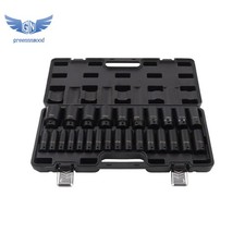 Impact Sockets Set 1/2 Inch Drive 26 PCS Metric 10mm - 36mm Deep 6-Point