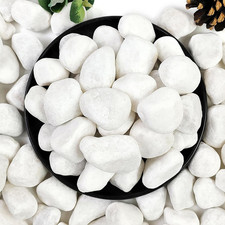 5lb White Pebbles for Indoor Plants, 1-2 Inch Natural River Rocks, Snow White De