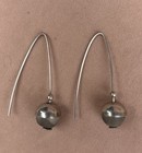 Silver Tone (925?) And Grey Bead Drop Earrings. — photo 1