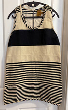 Ali Ro Striped Sleeveless Shift Dress Women’s Size 4 Black Beige Knit