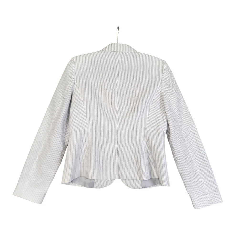 Calvin Klein Womens Blazer Size 6 Two Button White Pin Stripe Career Office Work - Image 4 of 4
