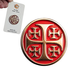 Jerusalem Cross Pin Badge Crusader’s Cross Enamel Red Gold Enamel Pin Jewellery