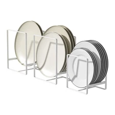 2 Large 1 Small Plate Organizers Holders Upright Cabinet Dish Drying Racks Me...