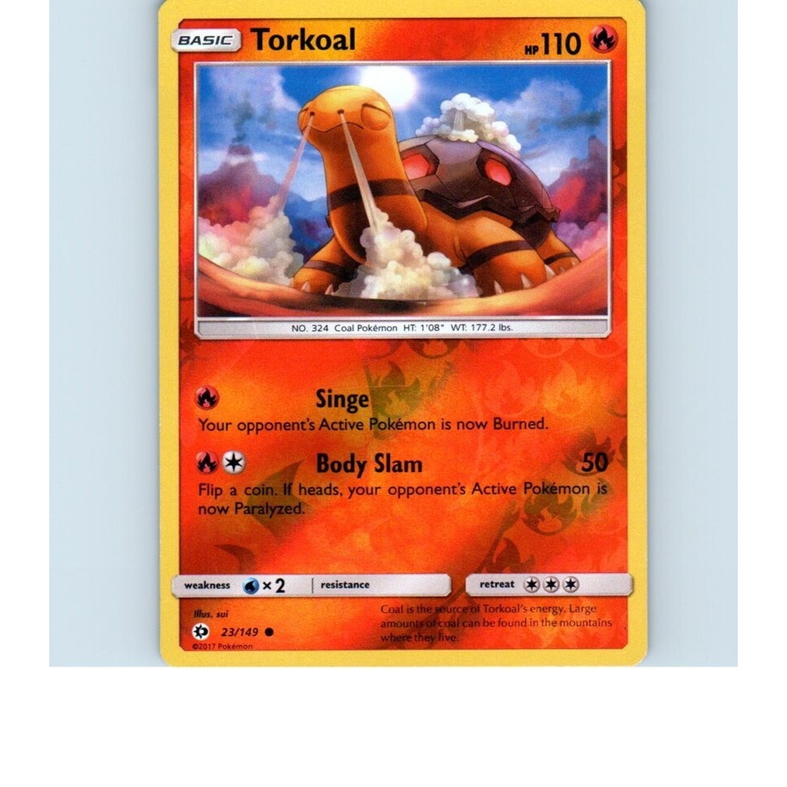 2017 Torkoal 23/149 Reverse Holo Pokemon Card