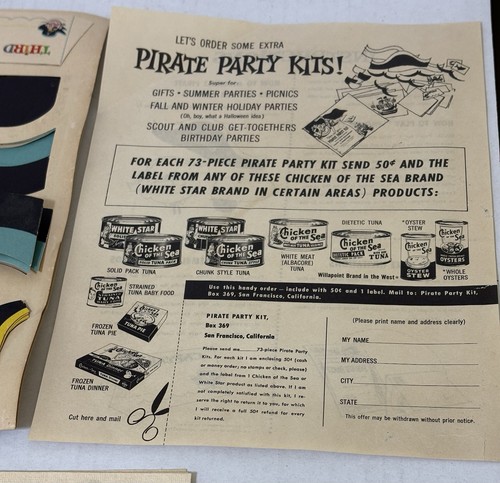 Raro kit festa ristorante nave pirata DISNEYLAND ANNI '50 - POLLO DI MARE - Foto 7 di 8