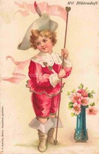 SCHMIDT Carl artist card with flower fragrance child litho