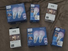 Philips WiZ E27 60W Smart Light Bulbs x6 + 2x WiZ Smart Sockets 