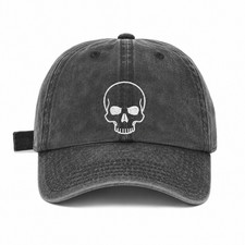 White Skull Vintage Dad Hat Washed Cotton Adjustable Baseball Cap