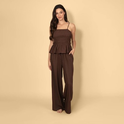 Solid & Striped Women Smocked Linen Blend Tank Top - Brown S