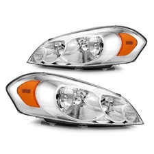 Headlight Assembly Fit Left Side and Right Side Chrome Housing Amber Reflector