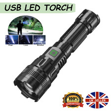 Super Bright USB Rechargeable LED Flashlight  Torch Tactical Lamp UK