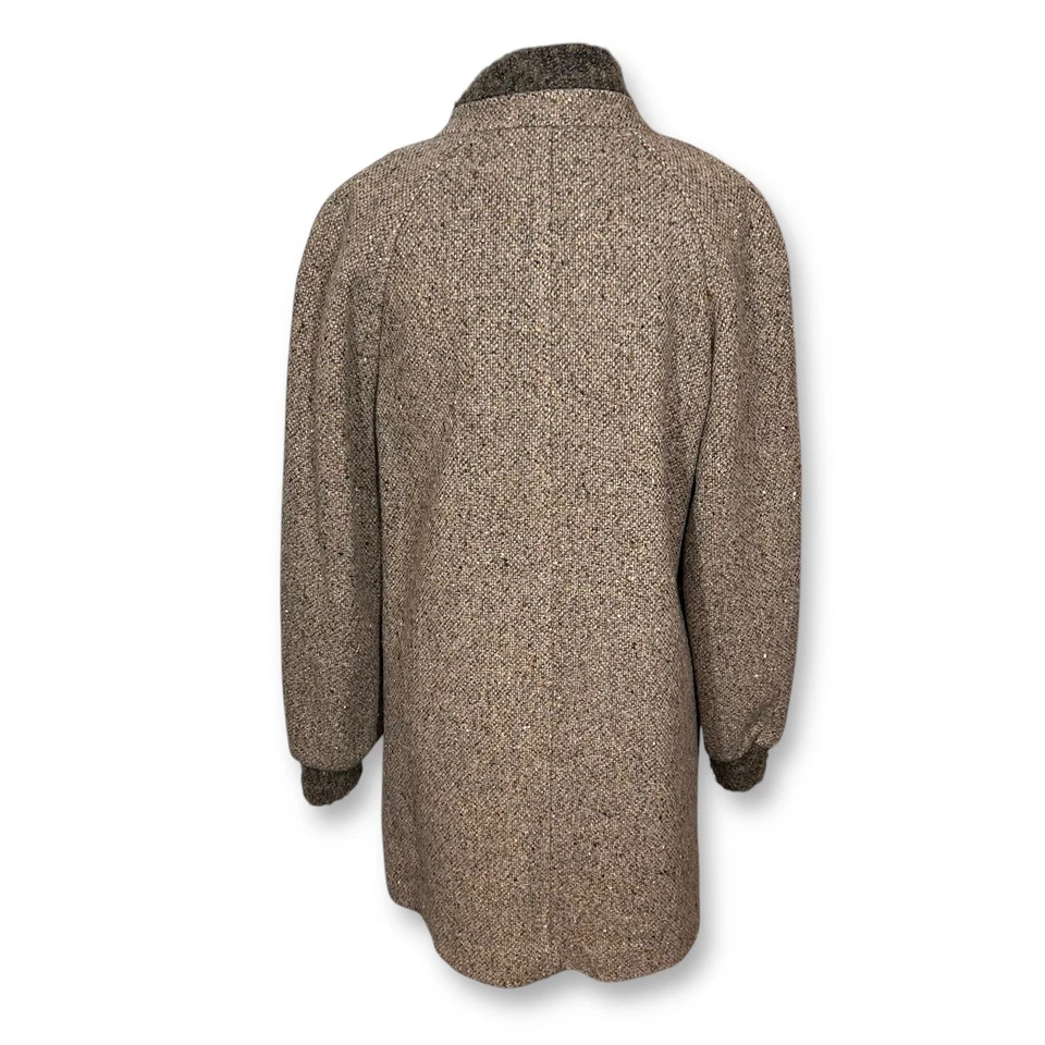 Abrigo de tweed de lana pura vintage Central Park marrón con botones delanteros chaqueta para mujer Foto 2 de 4